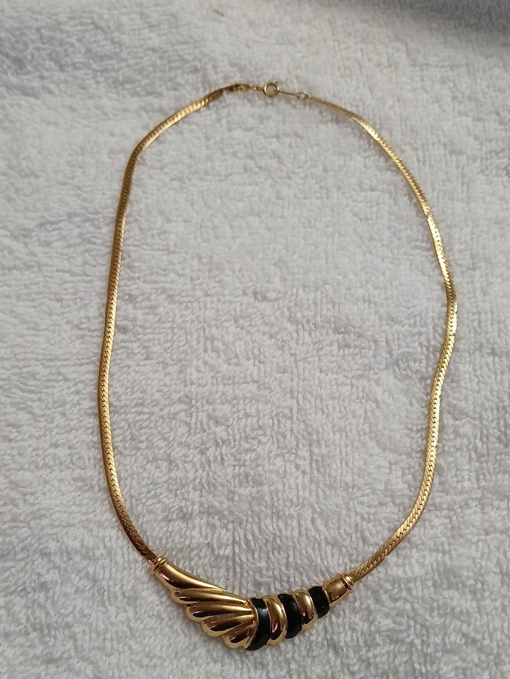Avon Vintage Gold-Tone Necklace with Black Accents